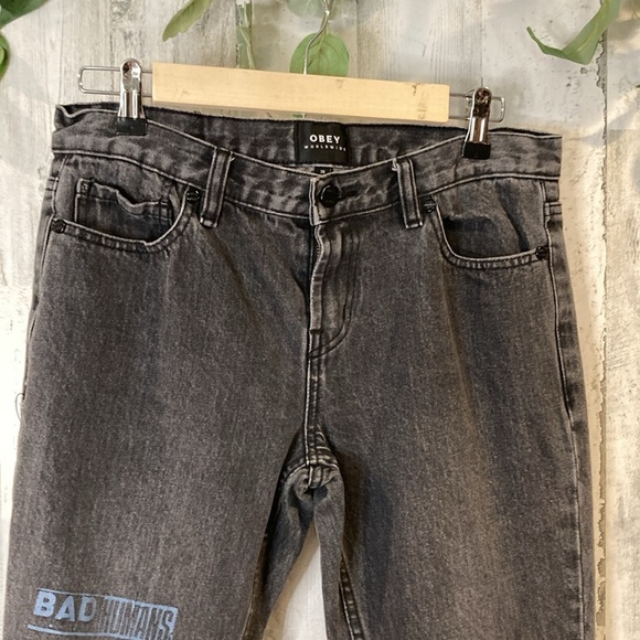 OBEY Graphic Print Black Jeans - Picture 2 of 13